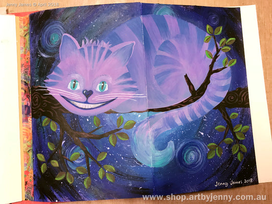 Painting the magical Cheshire Cat with Dylusions paint