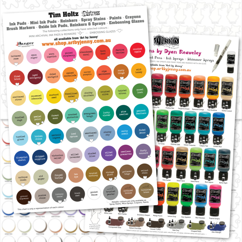 handy downloadable charts to organise your supplies from Art by Jenny