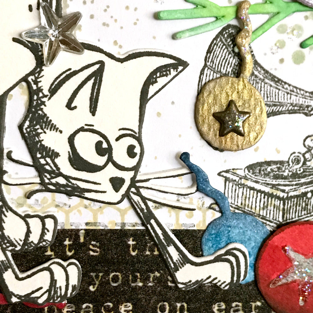 Christmas Cardmaking with Tim Holtz Stamps and Ideaology products