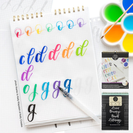 create with Kelly and try brush lettering with watercolours, Dylusions Sprays and Distress inks
