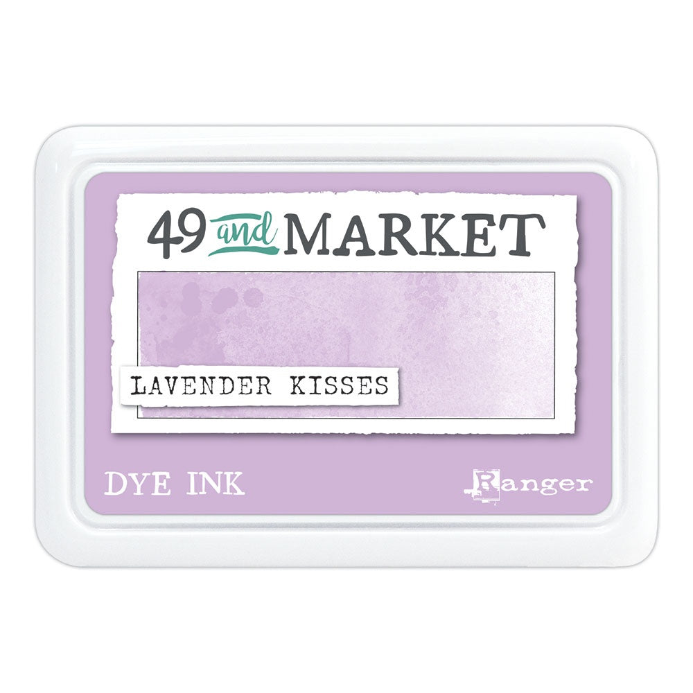 Lavender Kisses (pale purple) - Dye Ink Pad ... by 49 and Market, made by Ranger - Choose from 15 (fifteen) colours of highly pigmented dye-based blendable ink to use on paper and cardstock for journaling, cardmaking, scrapbooking, collage, mixed media, papercrafting adventures of all kinds. Stamp pad size is 3.88" x 2.75". Unlock endless creative possibilities with 49 and Market's highly pigmented dye ink manufactured by Ranger Ink in the USA.