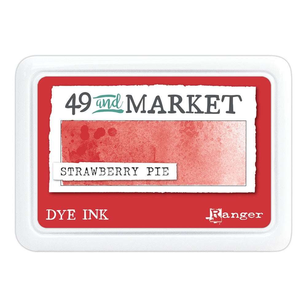Strawberry Pie (bright red) - Dye Ink Pad ... by 49 and Market, made by Ranger - Choose from 15 (fifteen) colours of highly pigmented dye-based blendable ink to use on paper and cardstock for journaling, cardmaking, scrapbooking, collage, mixed media, papercrafting adventures of all kinds. Stamp pad size is 3.88" x 2.75". Unlock endless creative possibilities with 49 and Market's highly pigmented dye ink manufactured by Ranger Ink in the USA.