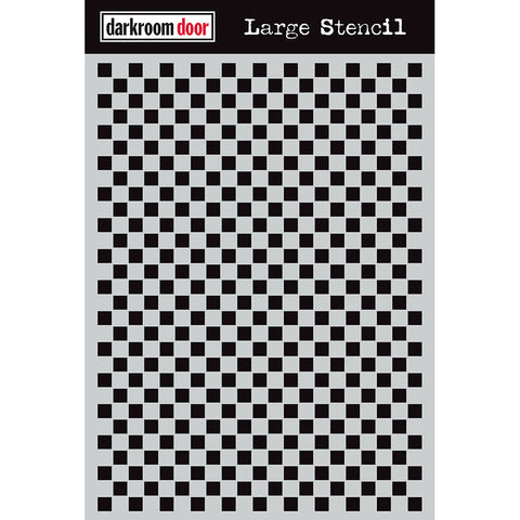 Checkered - Large Stencil and Mask - by Darkroom Door ... Versatile stencil featuring a pattern of tiny squares alternating (open, closed) in rows over the whole area of the stencil sheet. DDLS020. Overall stencil is 9" x 12" (21.7cm x 30cm), open squares are 9mm x 9mm, closed squares are 11mm x 11mm. Designed in Australia by Rachel Greig for Darkroom Door.