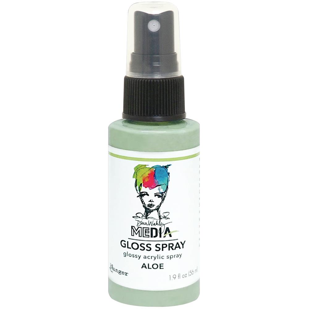 Aloe - Gloss Acrylic Medium by Dina Wakley MEdia and Ranger. Each bottle holds 1.9 fl oz (56ml) of watersoluble acrylic paint with the viscosity of thick ink that dries to a smooth opaque, gloss permanent finish. Spray, pour, spill, paint or dabble onto all your creations - mixed media, cards, art Journals, through stencils, over masks, onto Chipboard Shapes, artboards and other surfaces.