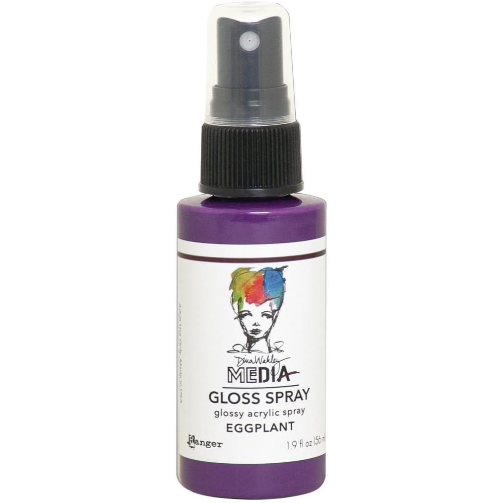 Eggplant, purple - Gloss Acrylic Medium by Dina Wakley MEdia and Ranger. Each bottle holds 1.9 fl oz (56ml) of watersoluble acrylic paint with the viscosity of thick ink that dries to a smooth opaque, gloss permanent finish. Spray, pour, spill, paint or dabble onto all your creations - mixed media, cards, art Journals, through stencils, over masks, onto Chipboard Shapes, artboards and other surfaces.