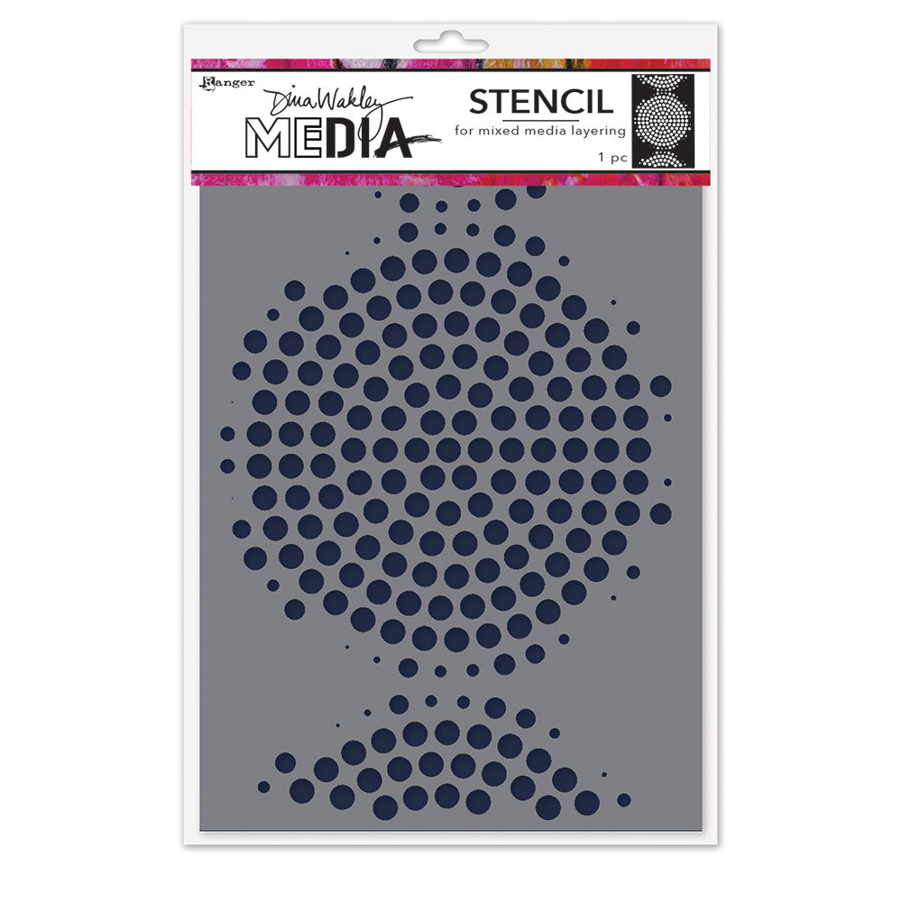 Circle of Circles - Stencil - Dina Wakley MEdia ... Rectangular stencil with a fabulous design of spotty circles with dotty speckles. Use for layering colour, texture and patterns in mixed media, visual arts and papercrafts. 1 (one) piece 6" x 9". MDS93992