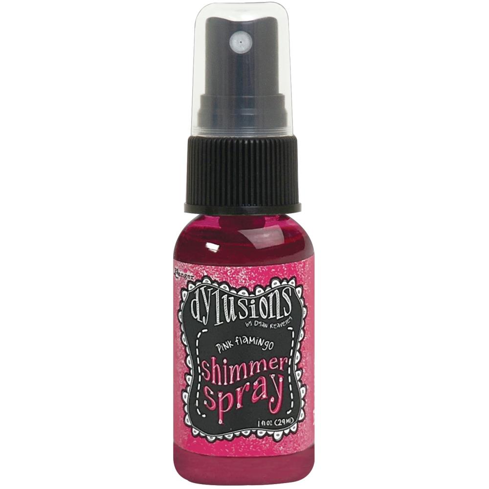 photo of Pink Flamingo - Dylusions by Dyan Reaveley Shimmer Spray by Ranger . A gorgeous range of vibrant, mica rich, pearlescent and shimmery, colourful inks by Ranger. A watersoluble infusion of richly pigmented and or metallic mica blended into Dylusions ink with fine nozzle sprayer. Dylusions Shimmer Sprays are designed to meet Dyan Reaveley's specifications for art journaling and mixed media.