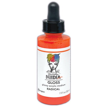 Radical Orange - New Neon Gloss Acrylic Paint - Choose any 1 (one) colour ... by Dina Wakley MEdia and Ranger Ink. Each bottle holds 1.9 fl oz (56ml) of colourful acrylic paint with the viscosity of thick ink. These beautiful sprays are an opaque (gives good coverage) acrylic spray that dries to a smooth glossy finish. Spray onto all your creations - mixed media, art Journals, through stencils, over masks, onto Chipboard Shapes, artboards and other porous surfaces.