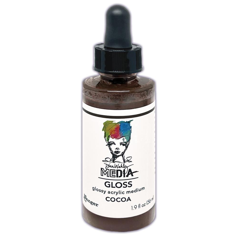 Cocoa (brown) - Gloss Acrylic Medium by Dina Wakley MEdia and Ranger. Each bottle holds 1.9 fl oz (56ml) of colourful fluid paint with the viscosity of thick opaque ink that dries to a smooth finish. Spray, pour, spill, paint or dabble onto all your creations - mixed media, cards, art Journals, through stencils, over masks, onto Chipboard Shapes, artboards and other surfaces.
