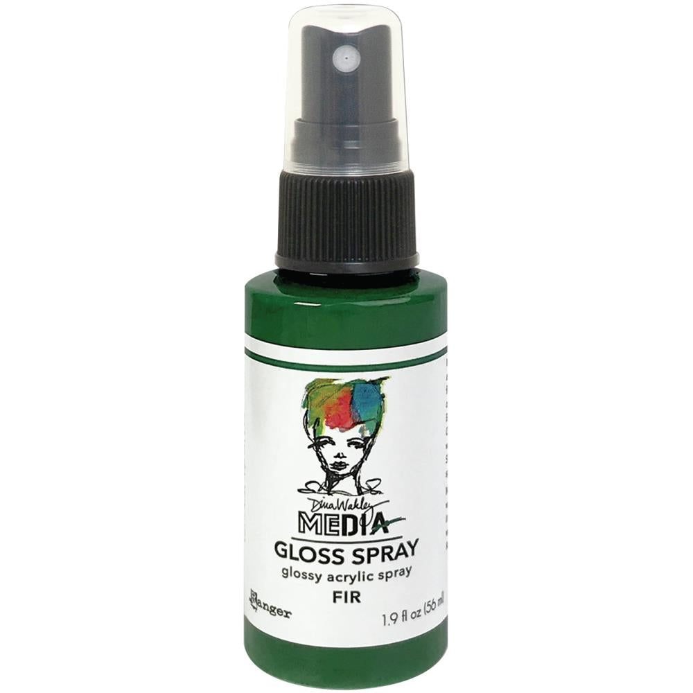 Fir, medium to dark green - Gloss Acrylic Medium by Dina Wakley MEdia and Ranger. Each bottle holds 1.9 fl oz (56ml) of watersoluble acrylic paint with the viscosity of thick ink that dries to a smooth opaque, gloss permanent finish. Spray, pour, spill, paint or dabble onto all your creations - mixed media, cards, art Journals, through stencils, over masks, onto Chipboard Shapes, artboards and other surfaces.