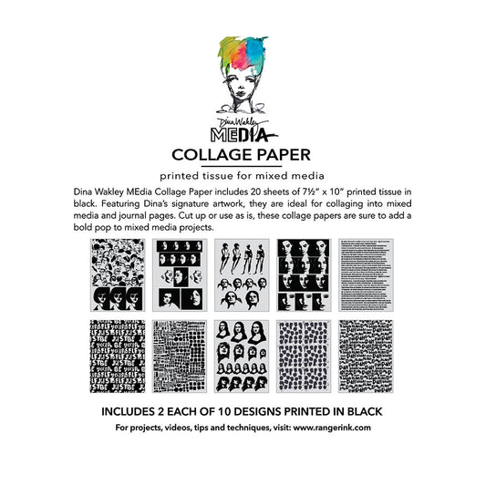 Dina Wakley Media - Collage Tissue Paper - Bold - 20 Sheets - NEW!
