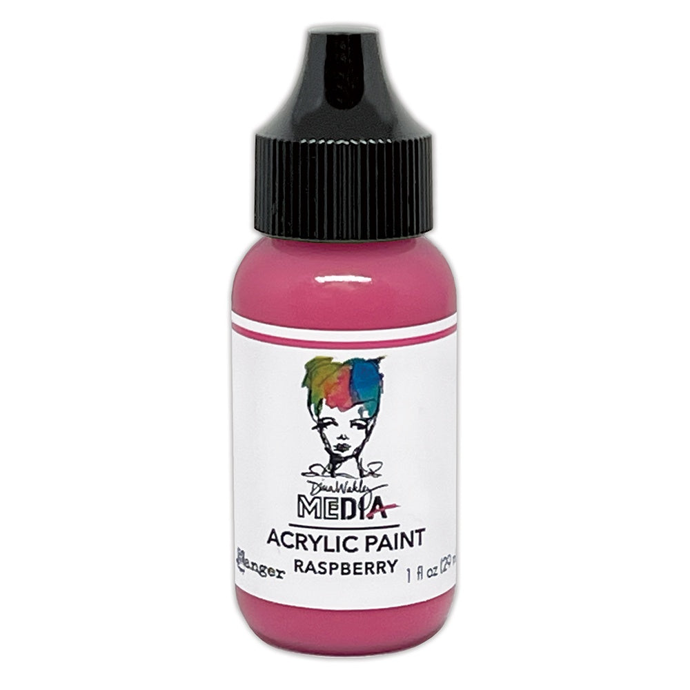 Raspberry - Acrylic Paint - Choose any 1 (one) colour ... by Dina Wakley MEdia and Ranger Ink. Each bottle holds 1 fl oz (29ml) of thick buttery acrylic paint and has a fine tipped nozzle for dotting, doodling, squeezing into a paint palette or squeezing out a drop onto a paint brush.   These beautiful paints by Dina Wakley MEdia are an opaque (gives good coverage) acrylic thick paint, richly pigmented artists quality paint, satin finish. 