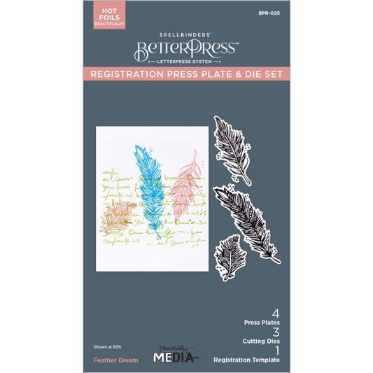 Dina Wakley MEdia - Spellbinders BetterPress Plates - Feather Dream