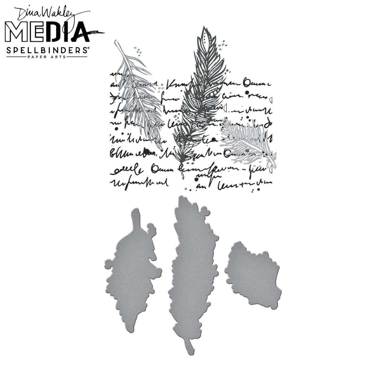 Dina Wakley MEdia - Spellbinders BetterPress Plates - Feather Dream