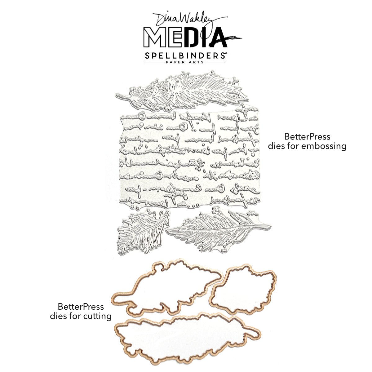 Dina Wakley MEdia - Spellbinders BetterPress Plates - Feather Dream