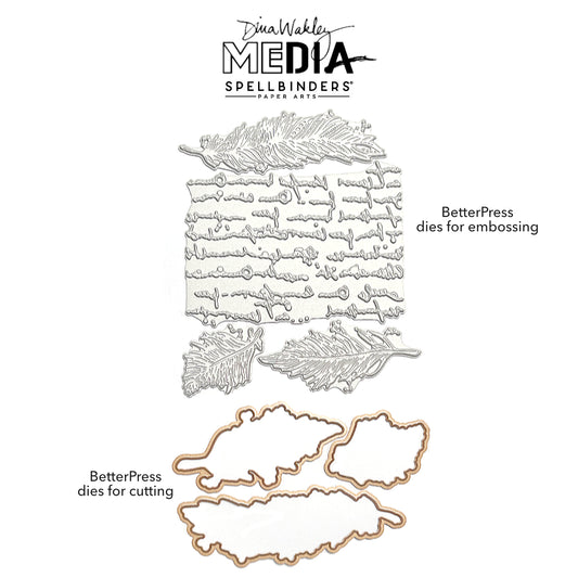 Dina Wakley MEdia - Spellbinders BetterPress Plates - Feather Dream