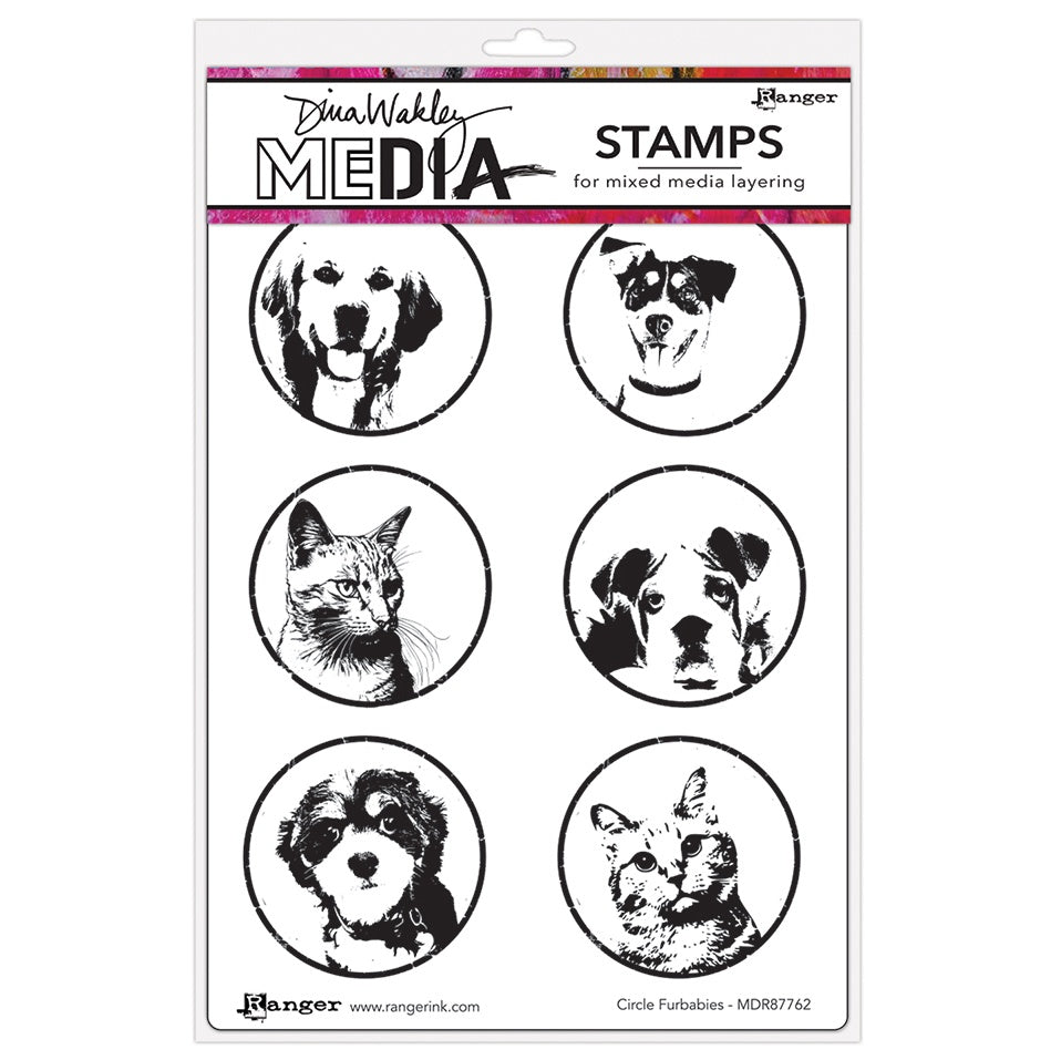 Dina Wakley MEdia - Stamps - Circle Furbabies