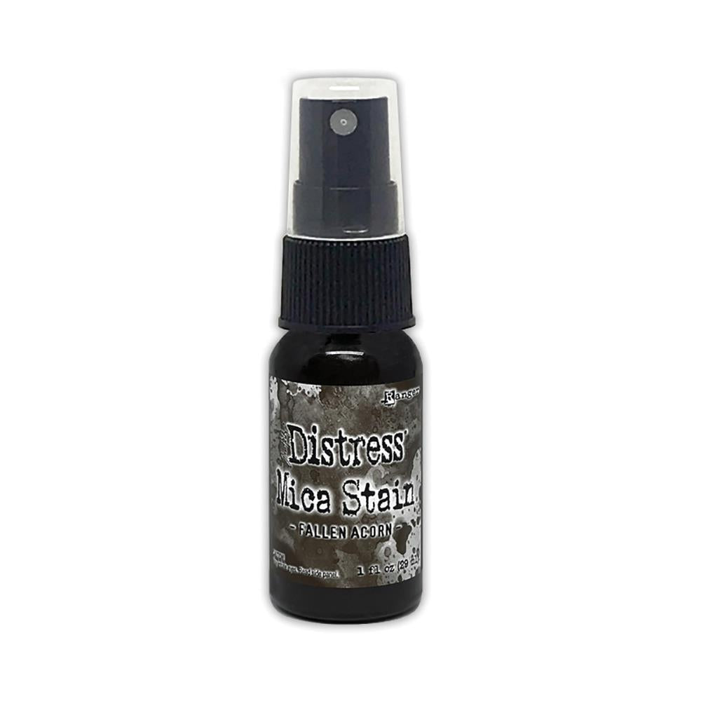 Fallen Acorn - Distress Mica Stain Spray - by Tim Holtz... multi-toned colours of pearlescent shimmery pigment ink fusion in a sprayer bottle, each holding 29ml (1oz). To use in mixed media, papercrafts, journaling, planners, scrapbooking, visual arts of all kinds.