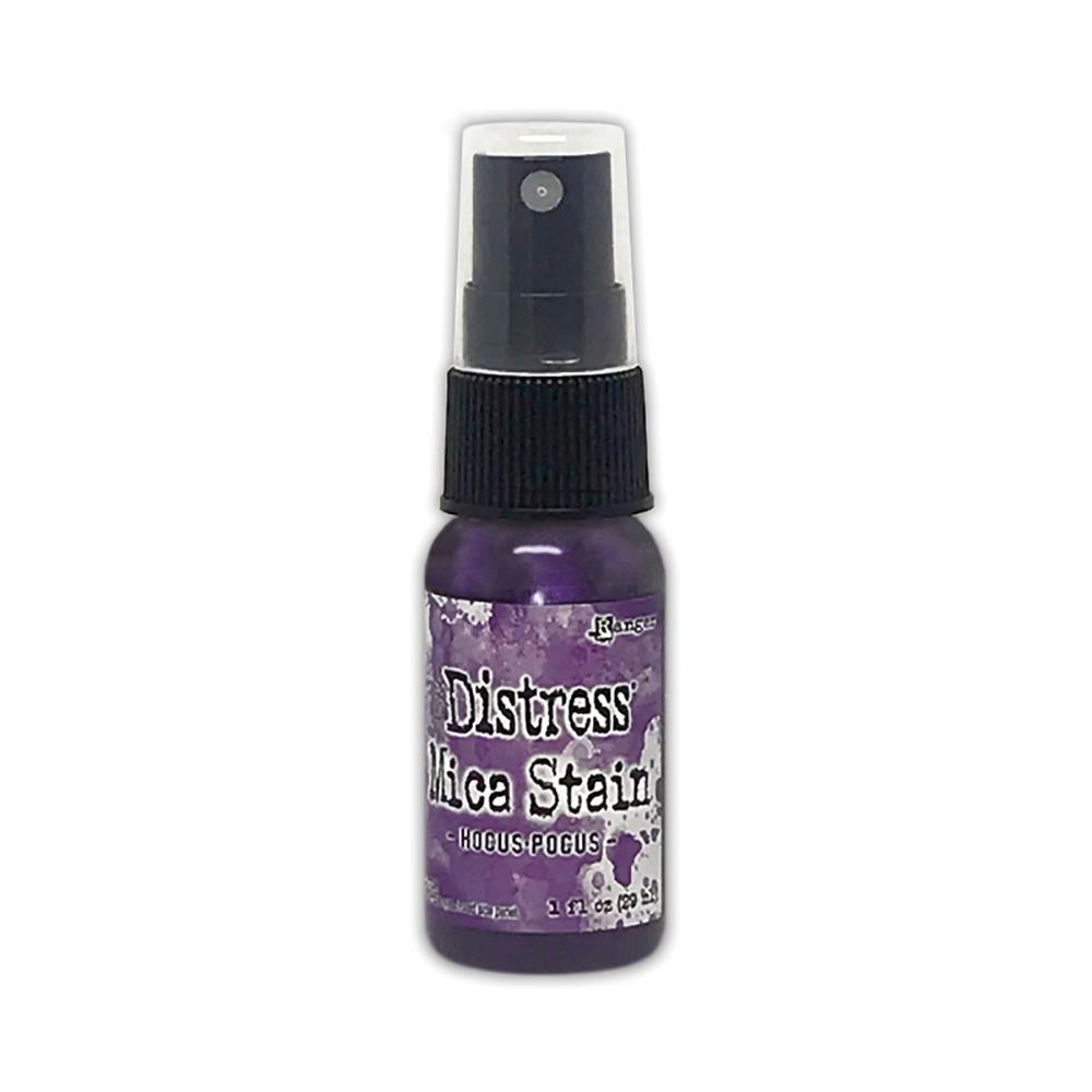 Hocus Pocus (purple) - Distress Mica Stain Spray - by Tim Holtz... multi-toned colours of pearlescent shimmery pigment ink fusion in a sprayer bottle, each holding 29ml (1oz). To use in mixed media, papercrafts, journaling, planners, scrapbooking, visual arts of all kinds.