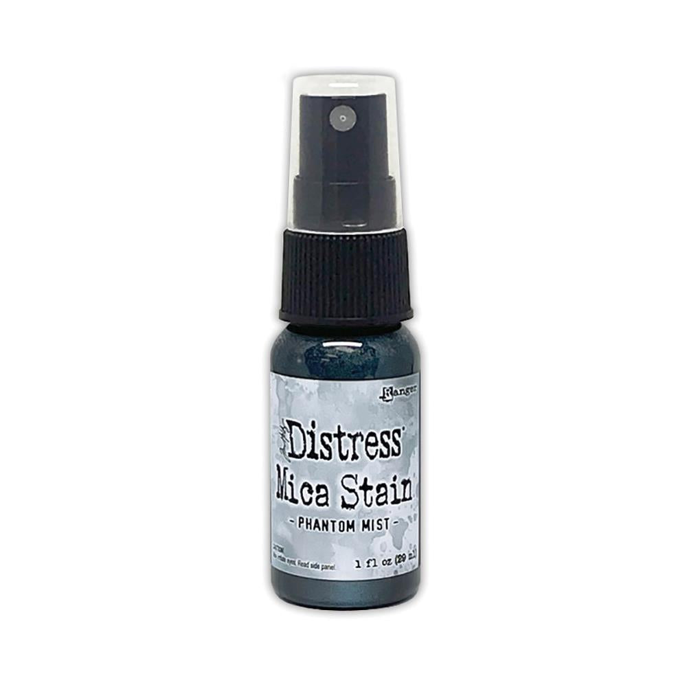 Phantom Mist (pale blue grey) - Distress Mica Stain Spray - by Tim Holtz... multi-toned colours of pearlescent shimmery pigment ink fusion in a sprayer bottle, each holding 29ml (1oz). To use in mixed media, papercrafts, journaling, planners, scrapbooking, visual arts of all kinds.