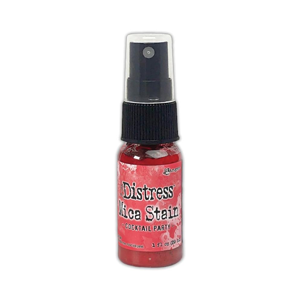 Cocktail Party (medium peachy pink) - Distress Mica Stain Spray - by Tim Holtz... multi-toned colours of pearlescent shimmery pigment ink fusion in a sprayer bottle, each holding 29ml (1oz). To use in mixed media, papercrafts, journaling, planners, scrapbooking, visual arts of all kinds.