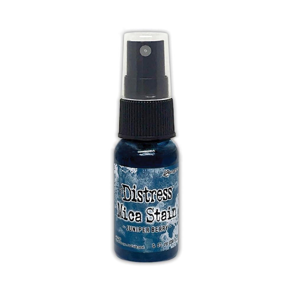 Juniper Berry (deep blue) - Distress Mica Stain Spray - by Tim Holtz... multi-toned colours of pearlescent shimmery pigment ink fusion in a sprayer bottle, each holding 29ml (1oz). To use in mixed media, papercrafts, journaling, planners, scrapbooking, visual arts of all kinds.
