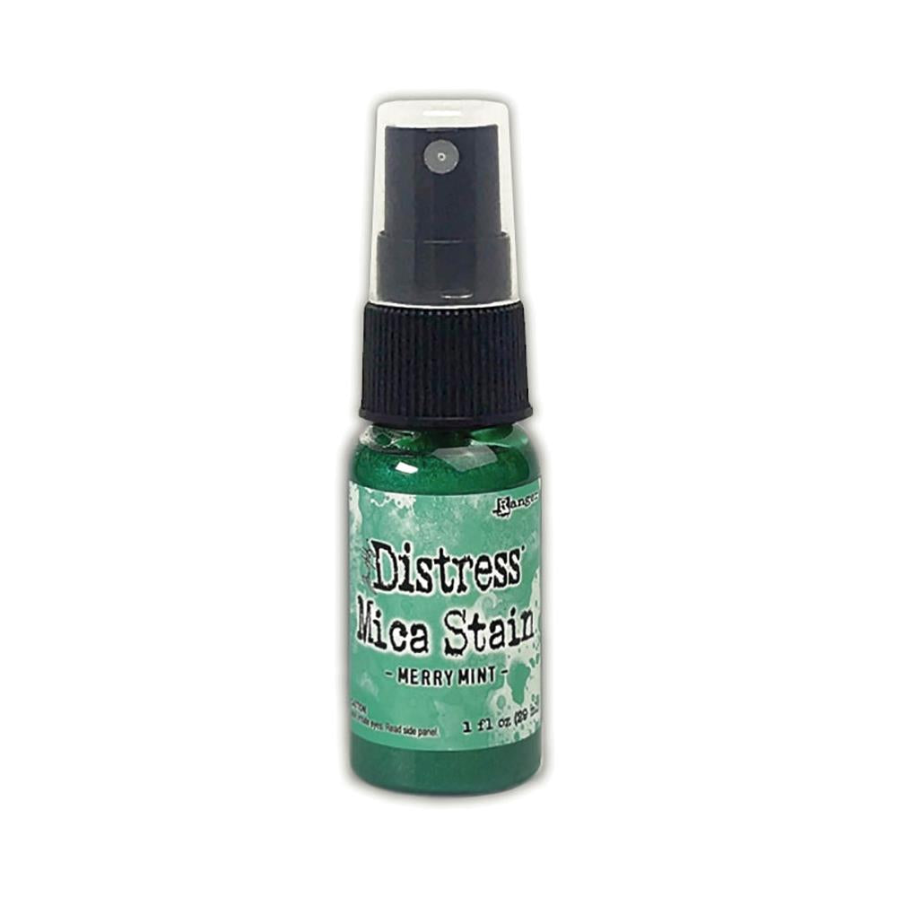 Merry Mint (minty blue green) - Distress Mica Stain Spray - by Tim Holtz... multi-toned colours of pearlescent shimmery pigment ink fusion in a sprayer bottle, each holding 29ml (1oz). To use in mixed media, papercrafts, journaling, planners, scrapbooking, visual arts of all kinds.
