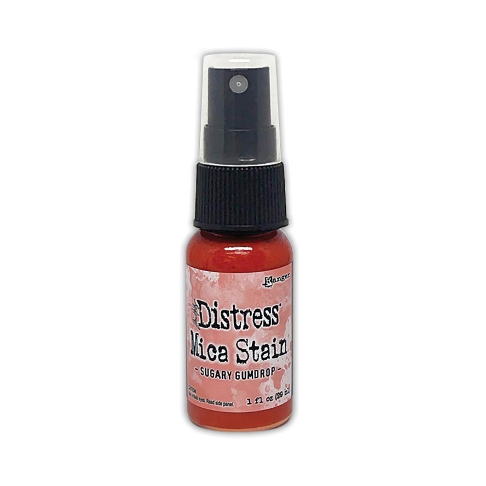 Sugary Gumdrop (peachy pink) - Distress Mica Stain Spray - by Tim Holtz... multi-toned colours of pearlescent shimmery pigment ink fusion in a sprayer bottle, each holding 29ml (1oz). To use in mixed media, papercrafts, journaling, planners, scrapbooking, visual arts of all kinds.