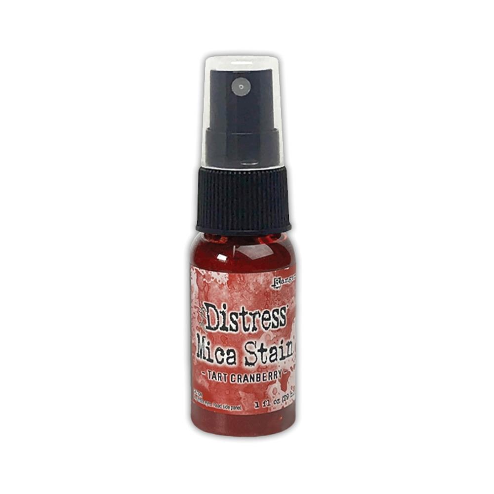 Tart Cranberry (bright red) - Distress Mica Stain Spray - by Tim Holtz... multi-toned colours of pearlescent shimmery pigment ink fusion in a sprayer bottle, each holding 29ml (1oz). To use in mixed media, papercrafts, journaling, planners, scrapbooking, visual arts of all kinds.