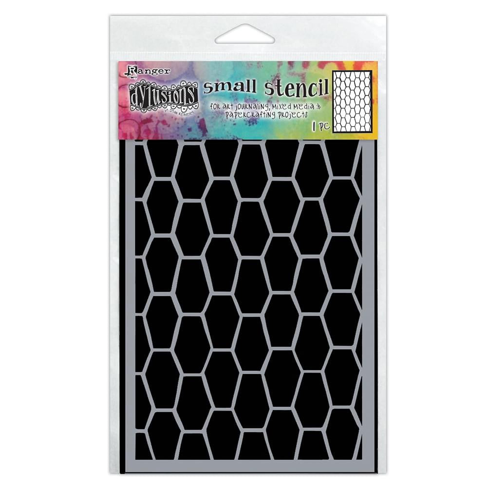 Coffins ... Stencil - Small 5"x8" ... by Dyan Reaveley of Dylusions. A wonderful versatile design featuring long hexagon shapes (coffins, hexies, stretched honeycomb) flip flopped all over the stencil sheet. Add Dyan's coffin or hexagon pattern to your greeting cards, journal pages, backgrounds, borders, everywhere. Let your imagination be your guide and have fun! DYS85119