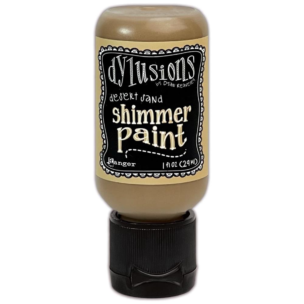 Desert Sand - Dylusions Shimmer Acrylic Paint by Dyan Reaveley ... Vibrant Mica Infused Pearlescent Gorgeous Colours - Flip Cap Bottle 1 fl oz (29ml). Dyan Reaveley's Dylusions acrylic paint is a beautiful sparkly shimmer. These are not simply a flash of iridescence or white pearl, these are colourful through and through! Smooth, blendable, waterbased acrylic paint, easy to use, quick drying, layerable.