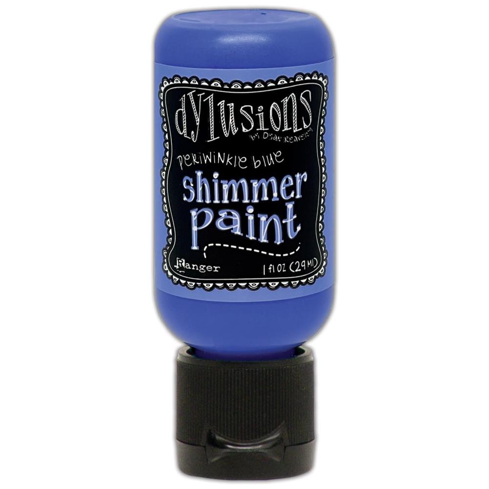 Periwinkle blue - Dylusions Shimmer Acrylic Paint by Dyan Reaveley ... Vibrant Mica Infused Pearlescent Gorgeous Colours - Flip Cap Bottle 1 fl oz (29ml). Dyan Reaveley's Dylusions acrylic paint is a beautiful sparkly shimmer. These are not simply a flash of iridescence or white pearl, these are colourful through and through! Smooth, blendable, waterbased acrylic paint, easy to use, quick drying, layerable.