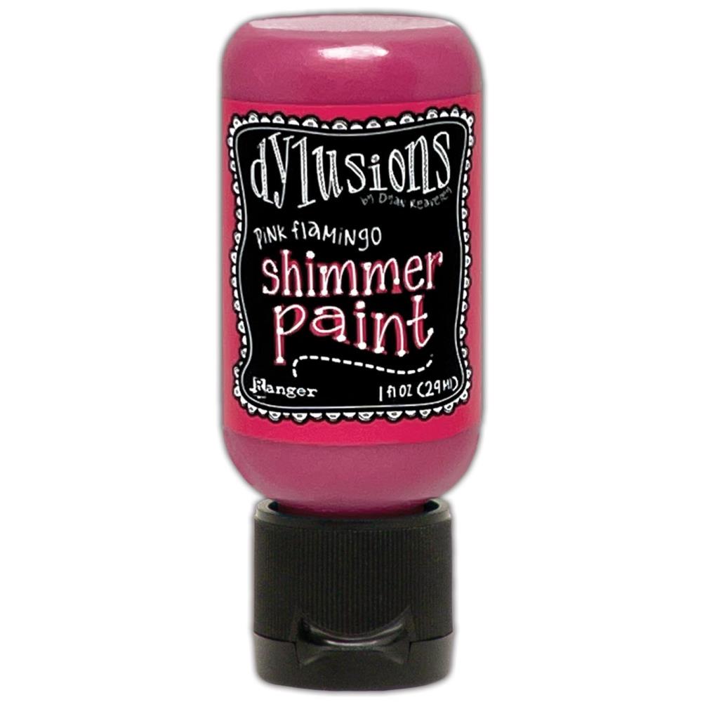 Pink Flamingo - Dylusions Shimmer Acrylic Paint by Dyan Reaveley ... Vibrant Mica Infused Pearlescent Gorgeous Colours - Flip Cap Bottle 1 fl oz (29ml). Dyan Reaveley's Dylusions acrylic paint is a beautiful sparkly shimmer. These are not simply a flash of iridescence or white pearl, these are colourful through and through! Smooth, blendable, waterbased acrylic paint, easy to use, quick drying, layerable.