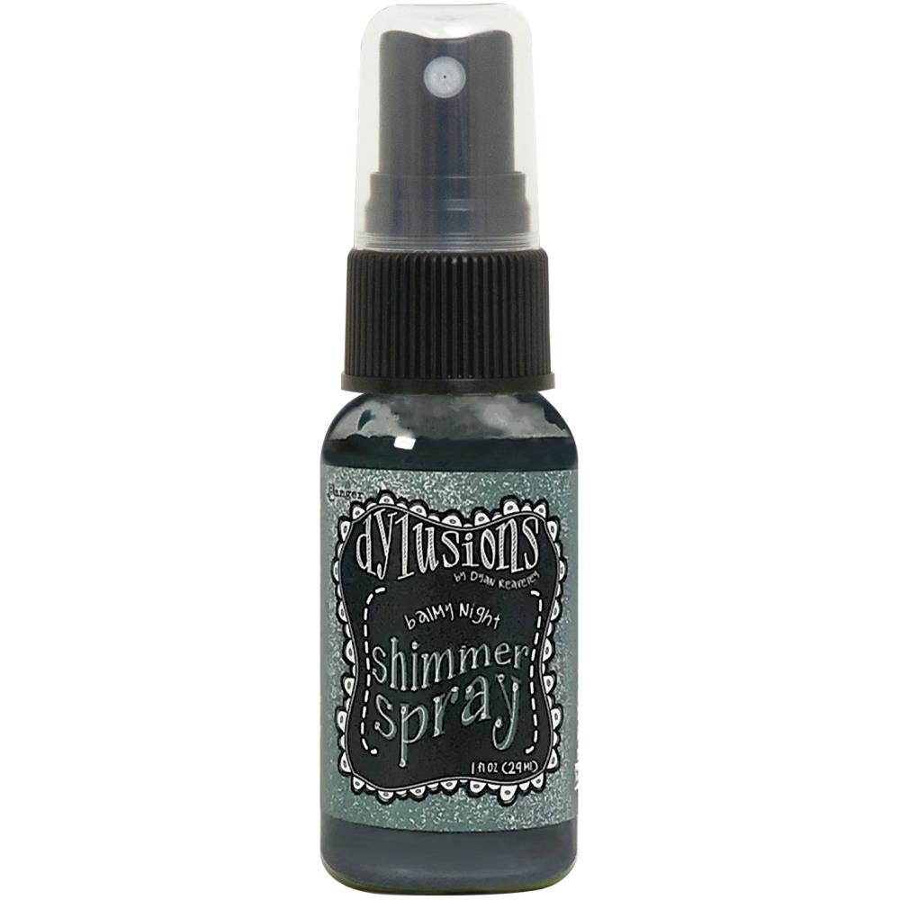 photo of Balmy Night - Dylusions by Dyan Reaveley Shimmer Spray by Ranger . A gorgeous range of vibrant, mica rich, pearlescent and shimmery, colourful inks by Ranger. A watersoluble infusion of richly pigmented and or metallic mica blended into Dylusions ink with fine nozzle sprayer. Dylusions Shimmer Sprays are designed to meet Dyan Reaveley's specifications for art journaling and mixed media.