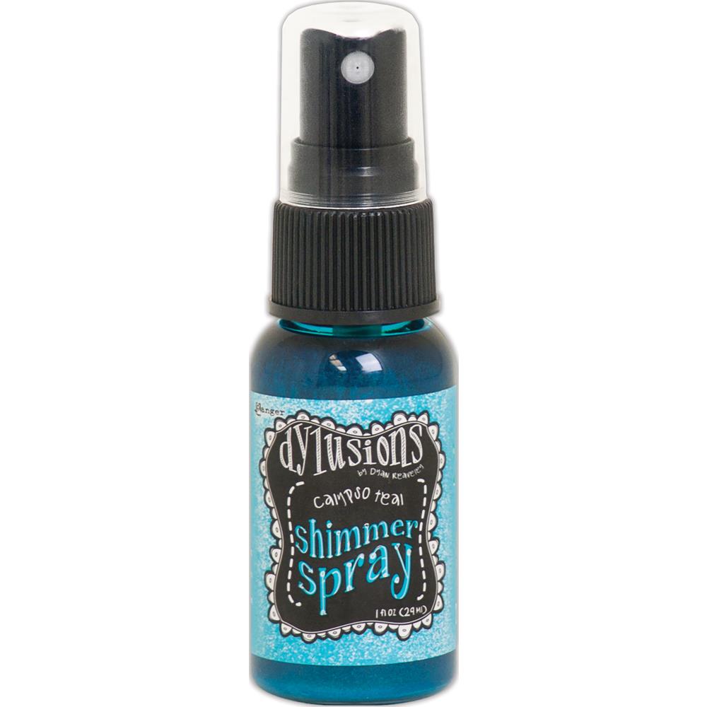 photo of Calypso Teal - Dylusions by Dyan Reaveley Shimmer Spray by Ranger . A gorgeous range of vibrant, mica rich, pearlescent and shimmery, colourful inks by Ranger. A watersoluble infusion of richly pigmented and or metallic mica blended into Dylusions ink with fine nozzle sprayer. Dylusions Shimmer Sprays are designed to meet Dyan Reaveley's specifications for art journaling and mixed media.