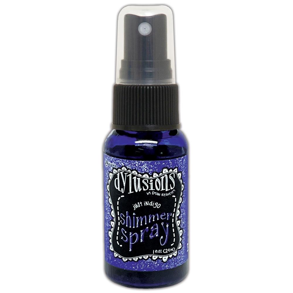 photo of Just Indigo, very dark blue - Dylusions by Dyan Reaveley Shimmer Spray by Ranger . A gorgeous range of vibrant, mica rich, pearlescent and shimmery, colourful inks by Ranger. A watersoluble infusion of richly pigmented and or metallic mica blended into Dylusions ink with fine nozzle sprayer. Dylusions Shimmer Sprays are designed to meet Dyan Reaveley's specifications for art journaling and mixed media.