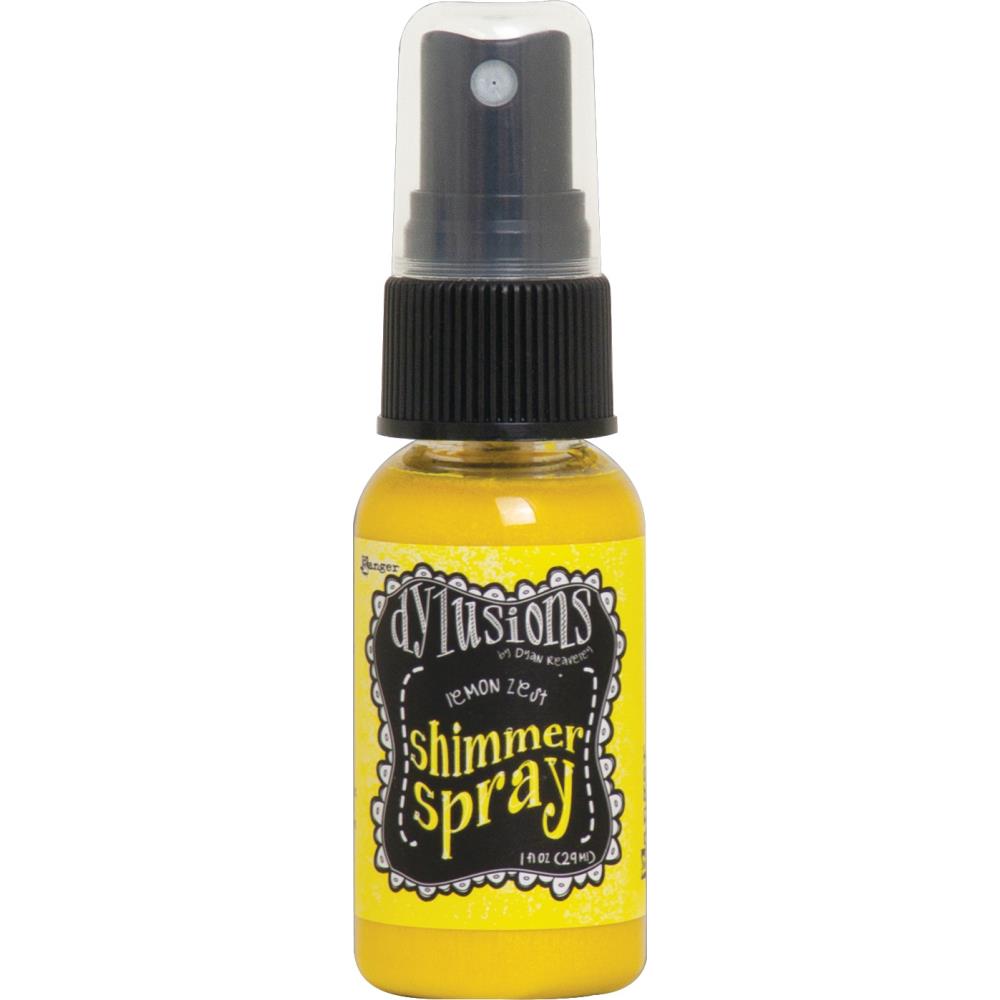 photo of Lemon Zest - Dylusions by Dyan Reaveley Shimmer Spray by Ranger . A gorgeous range of vibrant, mica rich, pearlescent and shimmery, colourful inks by Ranger. A watersoluble infusion of richly pigmented and or metallic mica blended into Dylusions ink with fine nozzle sprayer. Dylusions Shimmer Sprays are designed to meet Dyan Reaveley's specifications for art journaling and mixed media.