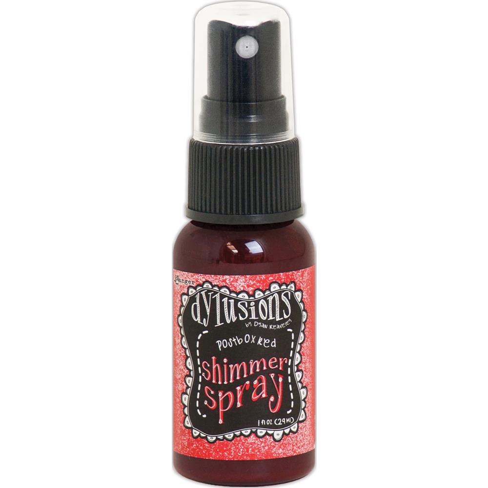 photo of Postbox Red - Dylusions by Dyan Reaveley Shimmer Spray by Ranger . A gorgeous range of vibrant, mica rich, pearlescent and shimmery, colourful inks by Ranger. A watersoluble infusion of richly pigmented and or metallic mica blended into Dylusions ink with fine nozzle sprayer. Dylusions Shimmer Sprays are designed to meet Dyan Reaveley's specifications for art journaling and mixed media.