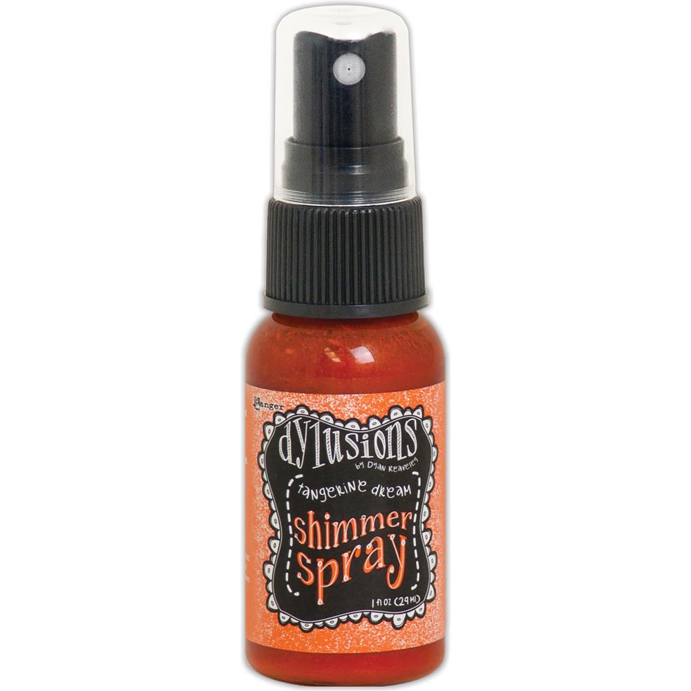 photo of Tangerine Dream - Dylusions by Dyan Reaveley Shimmer Spray by Ranger . A gorgeous range of vibrant, mica rich, pearlescent and shimmery, colourful inks by Ranger. A watersoluble infusion of richly pigmented and or metallic mica blended into Dylusions ink with fine nozzle sprayer. Dylusions Shimmer Sprays are designed to meet Dyan Reaveley's specifications for art journaling and mixed media.