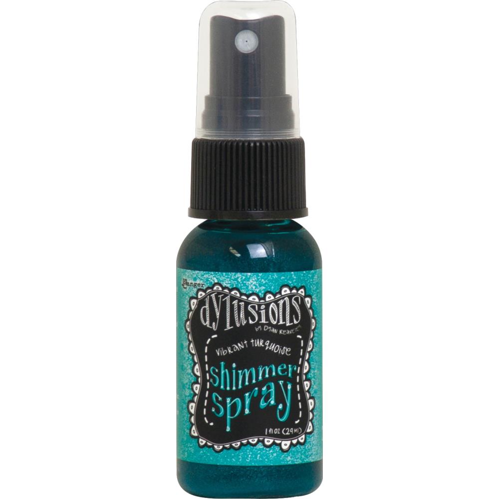 photo of Vibrant Turquoise - Dylusions by Dyan Reaveley Shimmer Spray by Ranger . A gorgeous range of vibrant, mica rich, pearlescent and shimmery, colourful inks by Ranger. A watersoluble infusion of richly pigmented and or metallic mica blended into Dylusions ink with fine nozzle sprayer. Dylusions Shimmer Sprays are designed to meet Dyan Reaveley's specifications for art journaling and mixed media.