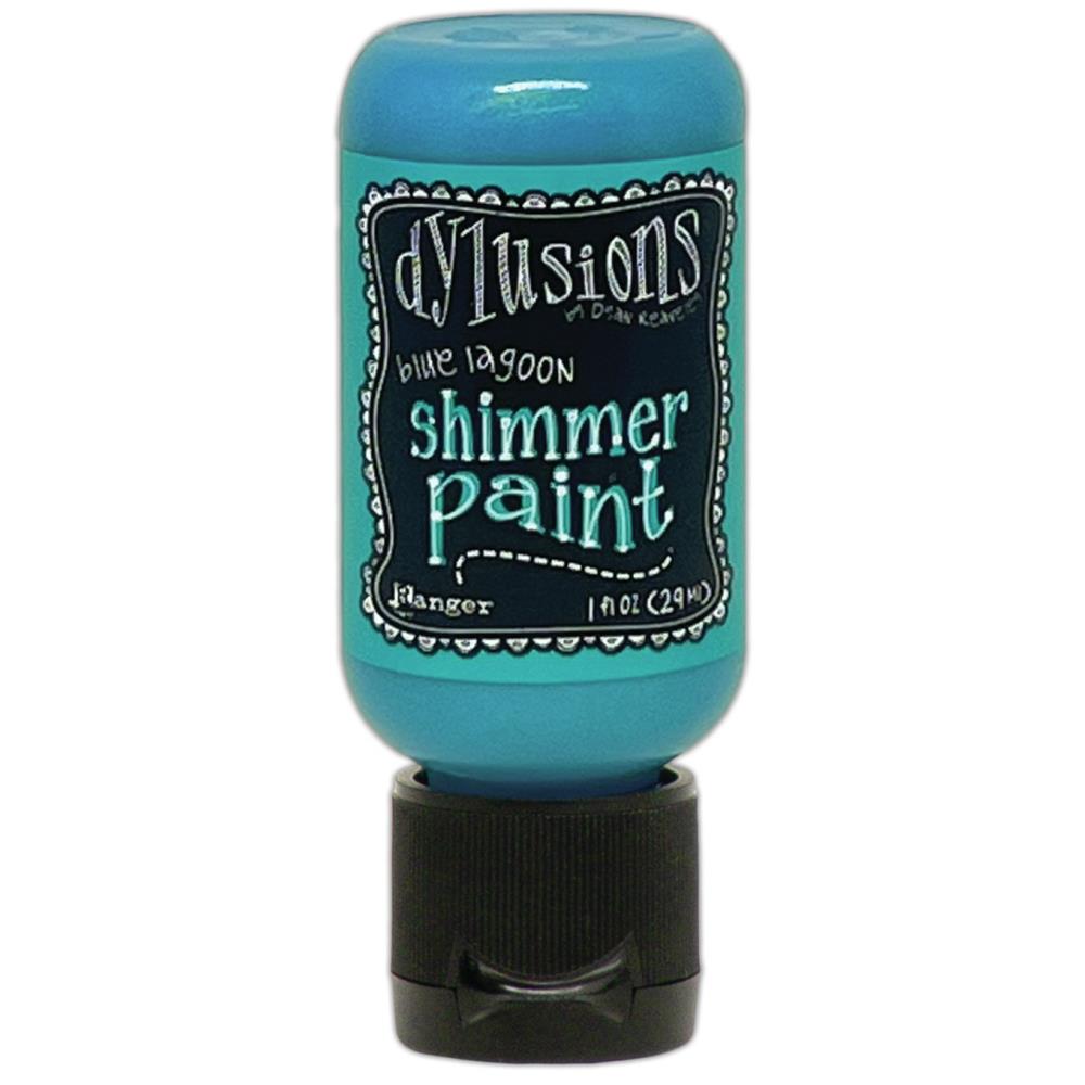 Blue Lagoon - Dylusions Shimmer Acrylic Paint by Dyan Reaveley ... Vibrant Mica Infused Pearlescent Gorgeous Colours - Flip Cap Bottle 1 fl oz (29ml). Dyan Reaveley's Dylusions acrylic paint is a beautiful sparkly shimmer. These are not simply a flash of iridescence or white pearl, these are colourful through and through! Smooth, blendable, waterbased acrylic paint, easy to use, quick drying, layerable.