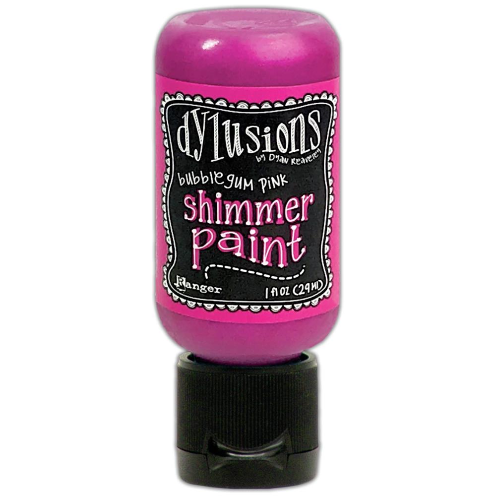 photo of Bubblegum Pink - Dylusions Shimmer Acrylic Paint by Dyan Reaveley ... Vibrant Mica Infused Pearlescent Gorgeous Colours - Flip Cap Bottle 1 fl oz (29ml). Dyan Reaveley's Dylusions acrylic paint is a beautiful sparkly shimmer. These are not simply a flash of iridescence or white pearl, these are colourful through and through! Smooth, blendable, waterbased acrylic paint, easy to use, quick drying, layerable.