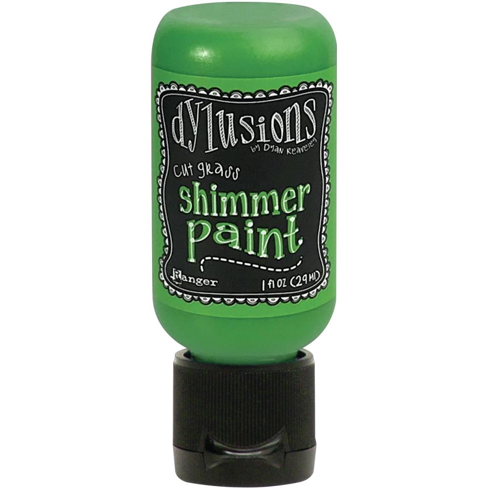 Cut Grass - Dylusions Shimmer Acrylic Paint by Dyan Reaveley ... Vibrant Mica Infused Pearlescent Gorgeous Colours - Flip Cap Bottle 1 fl oz (29ml). Dyan Reaveley's Dylusions acrylic paint is a beautiful sparkly shimmer. These are not simply a flash of iridescence or white pearl, these are colourful through and through! Smooth, blendable, waterbased acrylic paint, easy to use, quick drying, layerable.