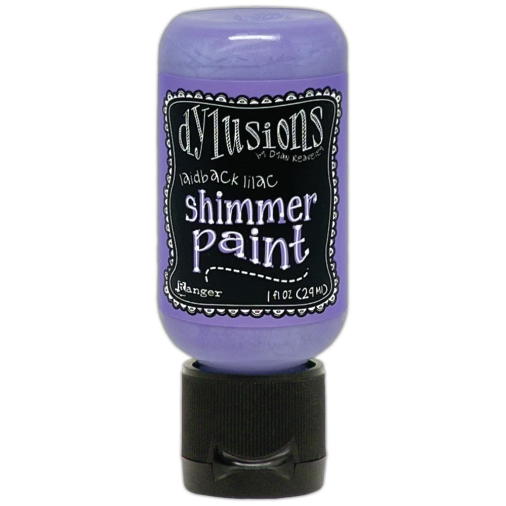 Laidback Lilac - Dylusions Shimmer Acrylic Paint by Dyan Reaveley ... Vibrant Mica Infused Pearlescent Gorgeous Colours - Flip Cap Bottle 1 fl oz (29ml). Dyan Reaveley's Dylusions acrylic paint is a beautiful sparkly shimmer. These are not simply a flash of iridescence or white pearl, these are colourful through and through! Smooth, blendable, waterbased acrylic paint, easy to use, quick drying, layerable.