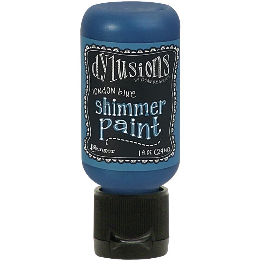 London Blue - Dylusions Shimmer Acrylic Paint by Dyan Reaveley ... Vibrant Mica Infused Pearlescent Gorgeous Colours - Flip Cap Bottle 1 fl oz (29ml). Dyan Reaveley's Dylusions acrylic paint is a beautiful sparkly shimmer. These are not simply a flash of iridescence or white pearl, these are colourful through and through! Smooth, blendable, waterbased acrylic paint, easy to use, quick drying, layerable.