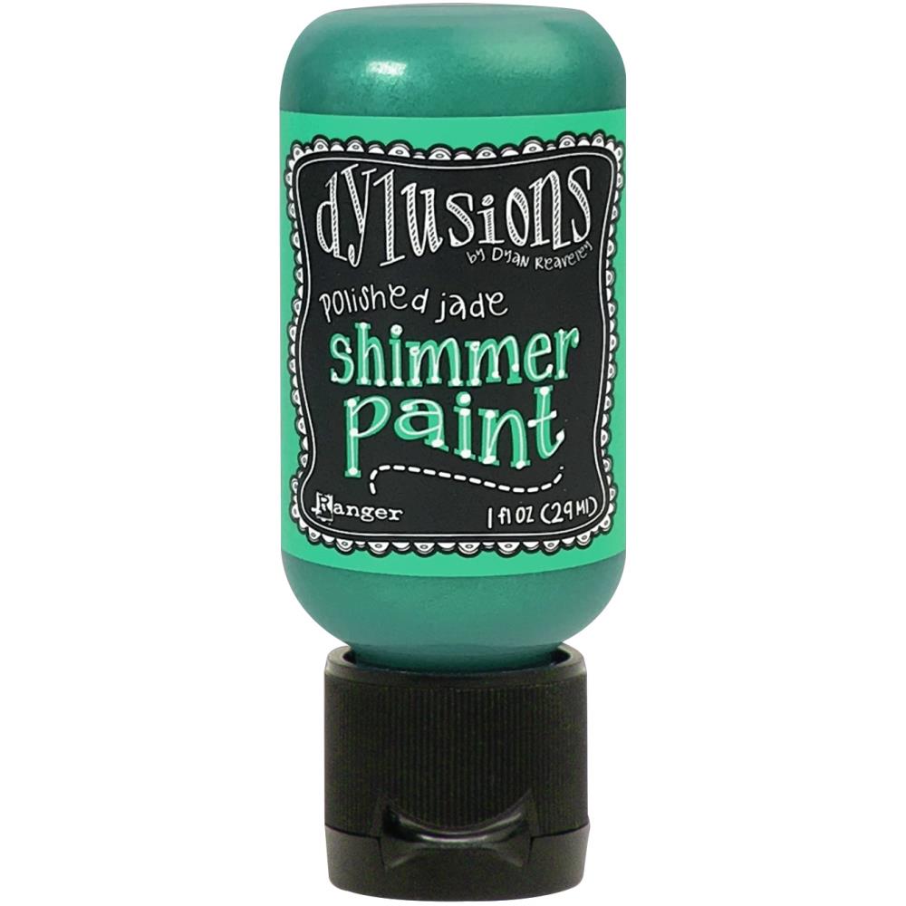 Polished Jade - Dylusions Shimmer Acrylic Paint by Dyan Reaveley ... Vibrant Mica Infused Pearlescent Gorgeous Colours - Flip Cap Bottle 1 fl oz (29ml). Dyan Reaveley's Dylusions acrylic paint is a beautiful sparkly shimmer. These are not simply a flash of iridescence or white pearl, these are colourful through and through! Smooth, blendable, waterbased acrylic paint, easy to use, quick drying, layerable.