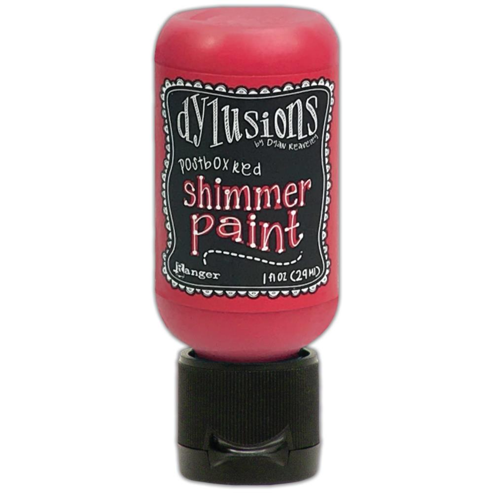 Postbox Red - Dylusions Shimmer Acrylic Paint by Dyan Reaveley ... Vibrant Mica Infused Pearlescent Gorgeous Colours - Flip Cap Bottle 1 fl oz (29ml). Dyan Reaveley's Dylusions acrylic paint is a beautiful sparkly shimmer. These are not simply a flash of iridescence or white pearl, these are colourful through and through! Smooth, blendable, waterbased acrylic paint, easy to use, quick drying, layerable.