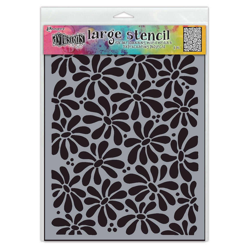 Daisies ... Stencil - Large 9"x 12" ... by Dyan Reaveley of Dylusions.
Add Dyan's wonderful background of pretty flowers with spatterings of spots to your artwork, backgrounds, borders and everywhere in art journals, greeting cards, ATCs, scrapbook pages, planners, canvas artwork and more. Let your imagination be your guide and enjoy the creativity!