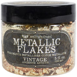 Metallic Flakes - Finnabair Art Ingredients by Prima Marketing ... fragments of metal foil leaf to add stunning effects and gilded finish to mixed media, sculpture, frames, home decor and visual arts. 150ml (5 fl oz) jar. Photo showing the jar of Vintage Leaf.