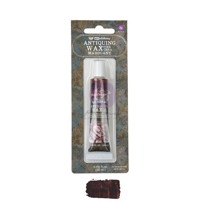 Wax ... Finnabair Art Alchemy by Prima Marketing - Creamy bees wax based mixed media medium for adding metallic and opalescent finishes to off-the-page models, home decor, sculpture, papercrafts, mixed media and visual arts. Image showing the tube of Antiquing Mahogany, deep dark red.